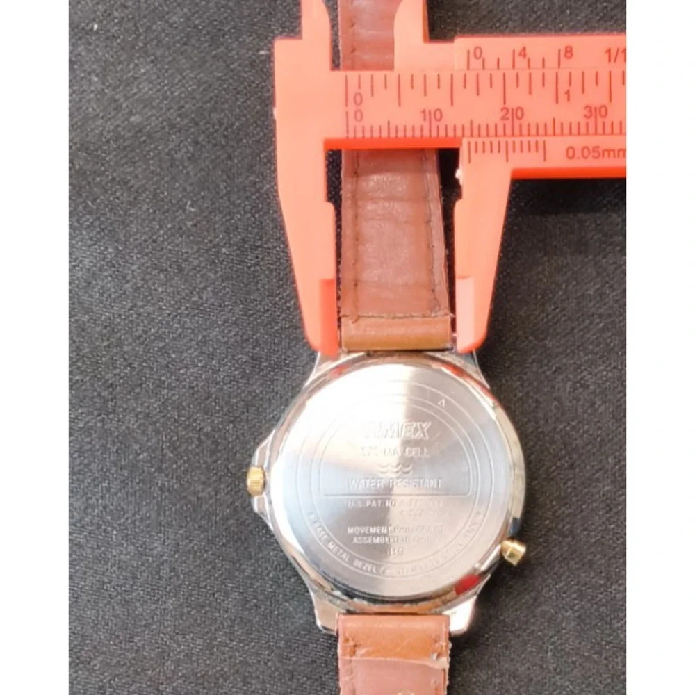 Vintage Timex Indiglo Two Tone Diver Style Women's Watch Brown Band #W5369